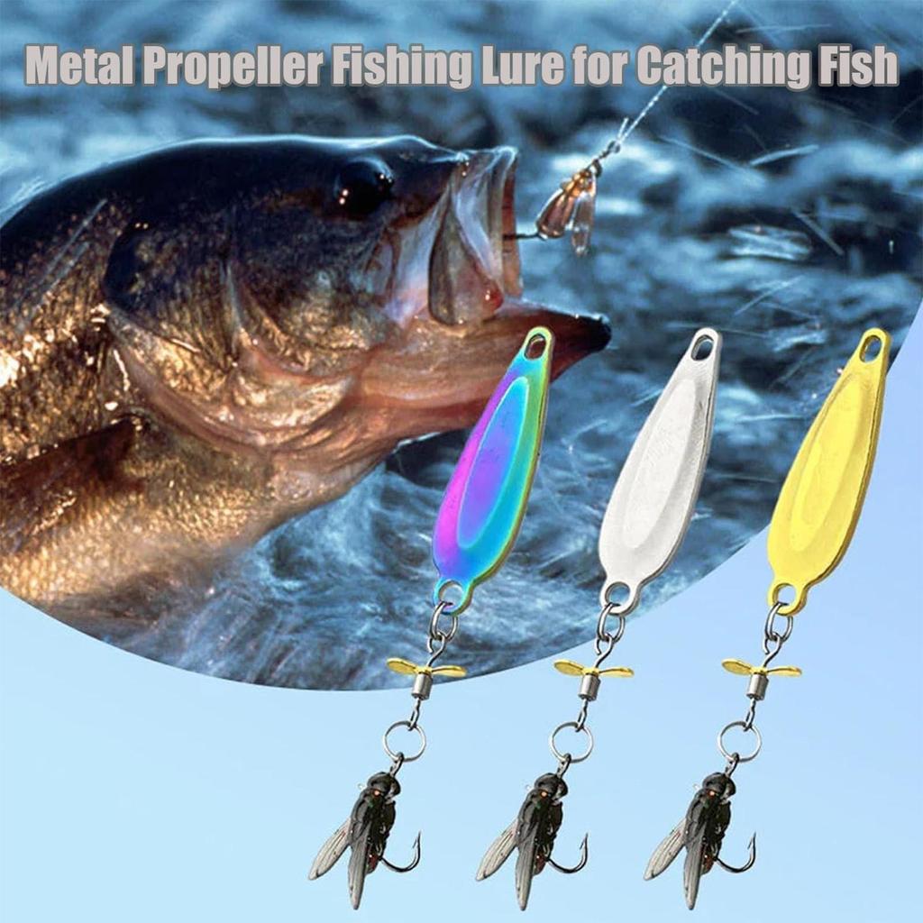 Spinners Fishing Lure Metal Propeller Fishing Lures 3D Realistic Metal Propeller Baits 3 Pieces For Anglers Pond Lake River