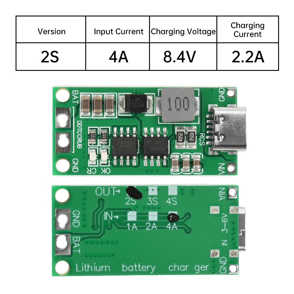 2S/3S/4S 1A 2A 4A Typ-C Auf 8,4V 12,6V 16,8V Step-Up Boost LiPo Polymer Li-Ion Ladegerät DC 36V 18650 Lithium-Batterie