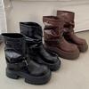 Black British Small Man Heightening Thick-soled Martin Boots Women's New Autumn and Winter Retro Trouser Boots Short Boots Stacking Boots