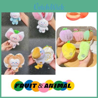 Peelable Plush Fruit And Animal Keychain Charm Soft And Cuddly!