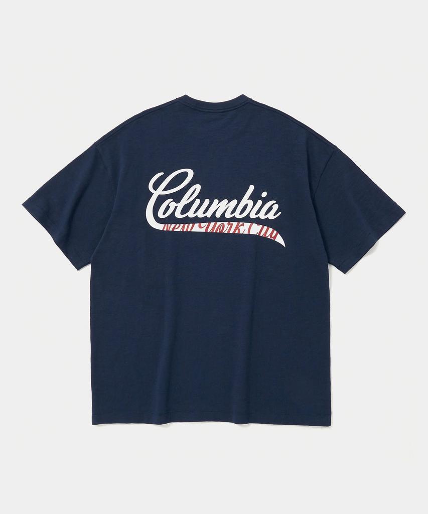COLUMBIA UNIVERSITY Cu Big Wave Logo S/S T-Shirts Dark Navy