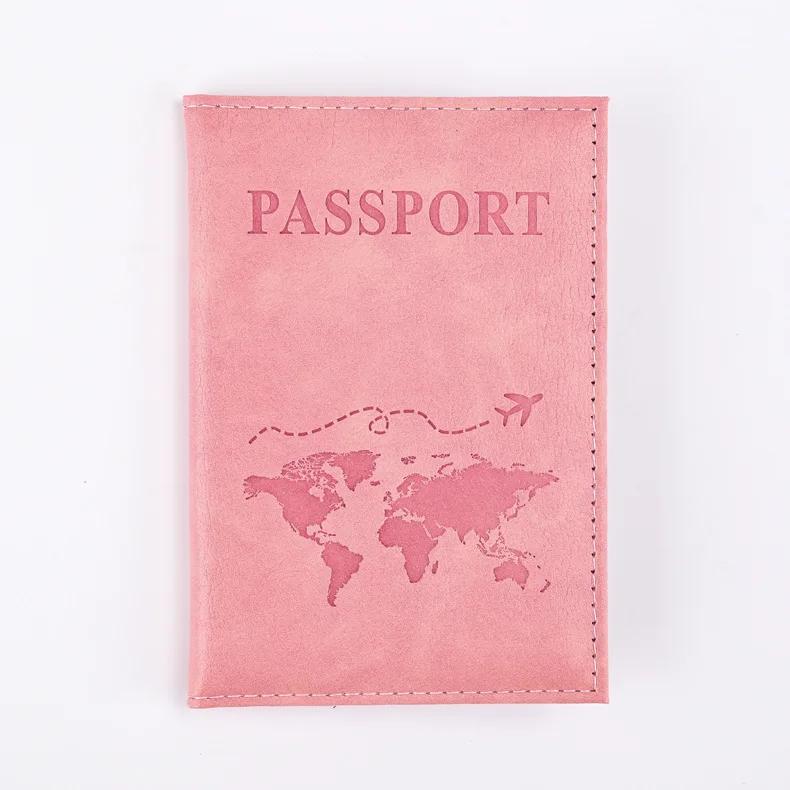 Unisex Airplane Travel Passport Cover PU Leather World Map Case ID Card Holder Wallet