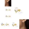 Adorable Mini Flower Earrings Set For Women Chic Two-tone Alloy Floral Studs Jewelry