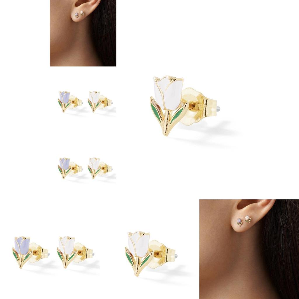 Adorable Mini Flower Earrings Set For Women Chic Two-tone Alloy Floral Studs Jewelry