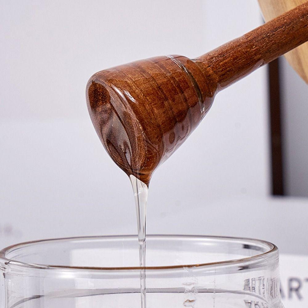 Wooden Honey Dipper Honey Jar Dipper Set Lid Glass Honey Containers Durable Honey Dispenser  Gift