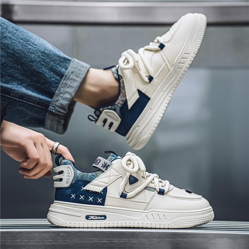 

Осень 2024 года, новая модная молодежная тенденция, повседневная спортивная мужская обувь на толстой подошве, прочная, дышащая, нескользящая обувь для доски 39