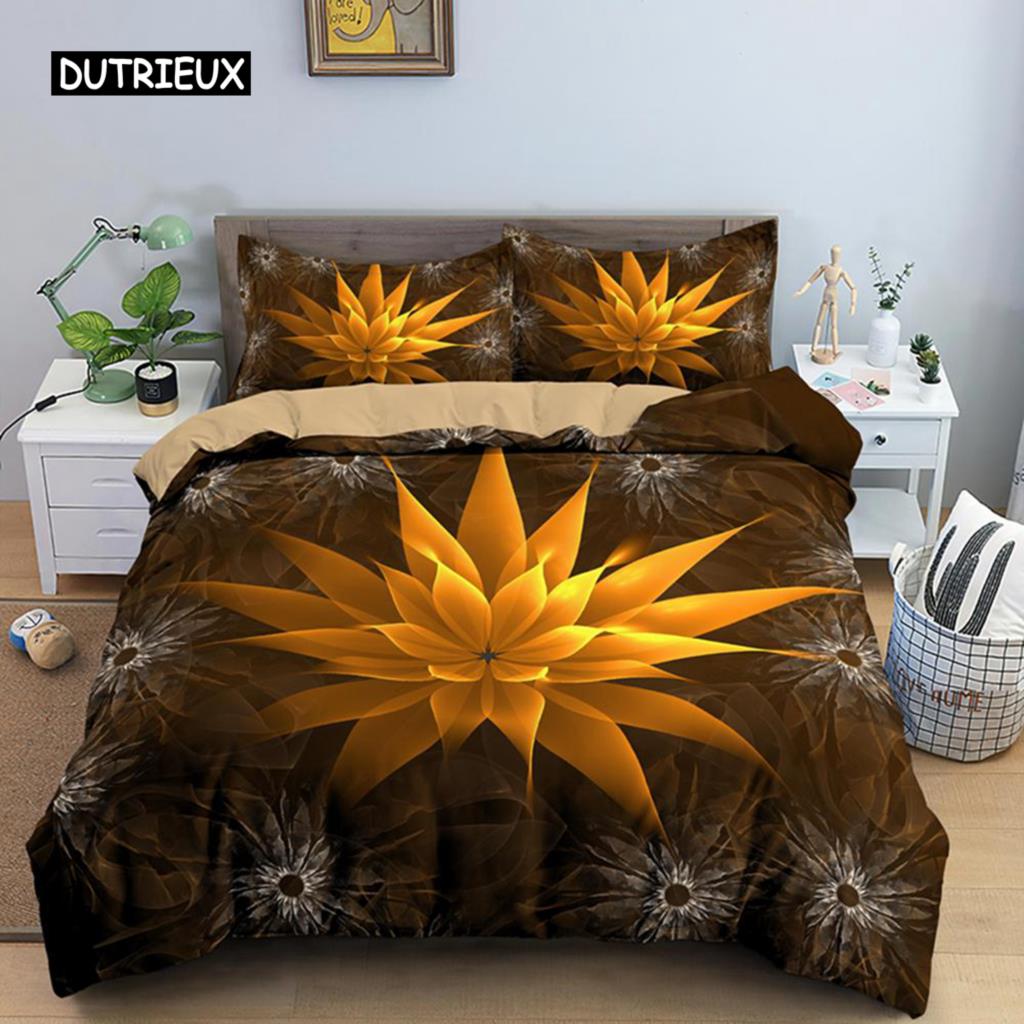 Mandala Flower Duvet Cover Set Bohemian Comforter Cover Exotic Floral Teens Adults Double Queen King Size Polyester Quilt Cover