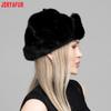 JERYAFUR Women Ushanka Trapper Winter Hat, Full Faux Fur Grey Ear Flap Warm Ladies Cap for Cold Snowy Weather