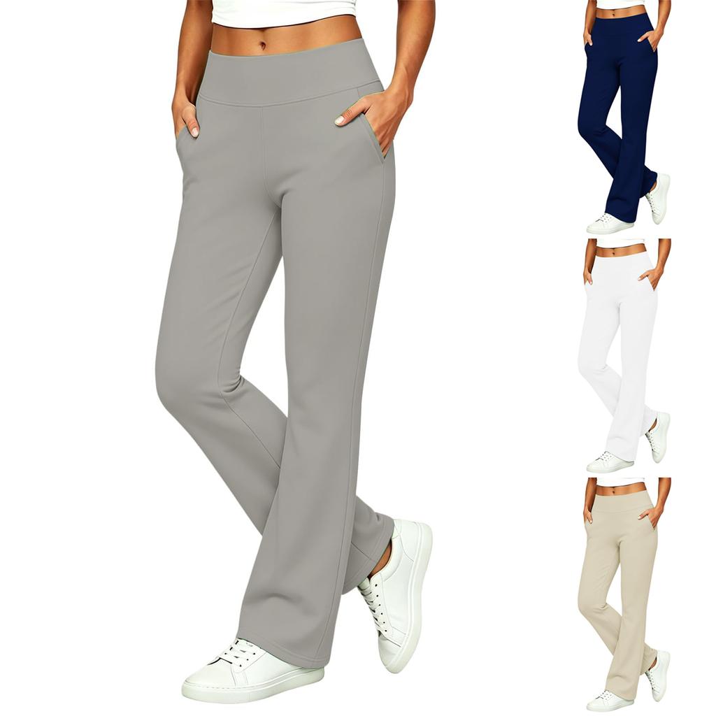 Women's Fashion Color Casual Pants with Elastic Waistband and Pockets for Everyday Wear