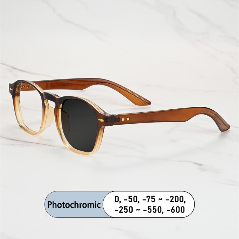 Vintage Rivet Frame Myopia Glasses Prescription Photochromic Anti Blue Light Women Eyewear Short Sight