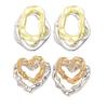 1 Pair Women Earrings Double-Layer Design Heart Irregular Shape Stud Earrings Scratch-Resistant Two-tone Earrings Jewelry Gift