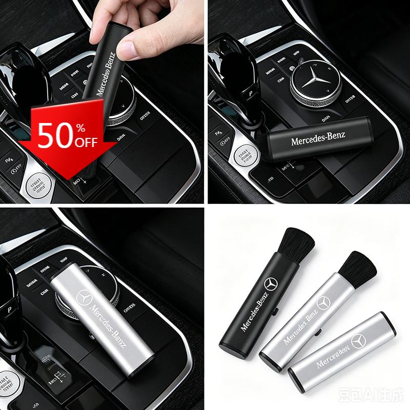 CRY1 Car Interior Cleaning Brush Telescopic Small Soft Brush Accessories Sticker For Mercedes Benz GLK GLA A B C E R G Class C180 S20