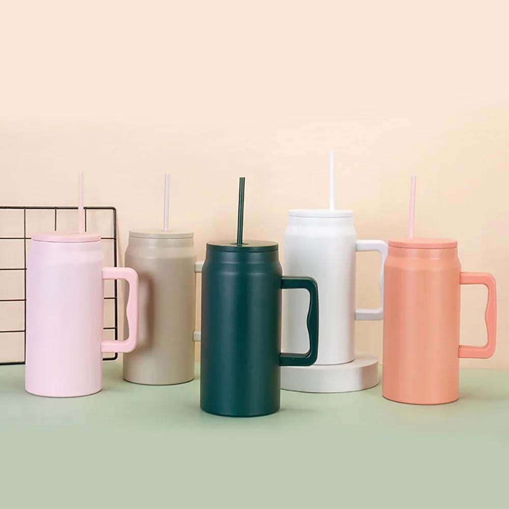50oz Large Capacity Stainless Steel Travel Coffee Mug Portable Vacuum Insulated Water Cup Thermo Bottle with Handle Straw ForCar