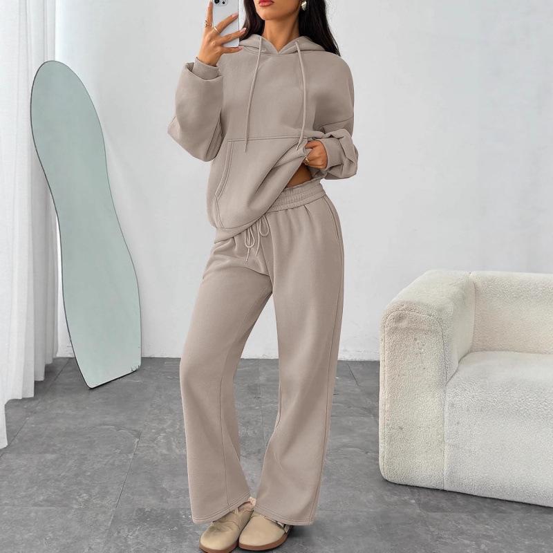 Autumn/Winter Oversized Hoodie & Wide-Leg Pants Sportswear Set