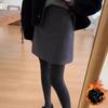 Women's Gray Wool Blend High Waist A-Line Short Skirt - Slimming Petite Plus, Thick Hip Wrap for Spring, Autumn, Winter 2026