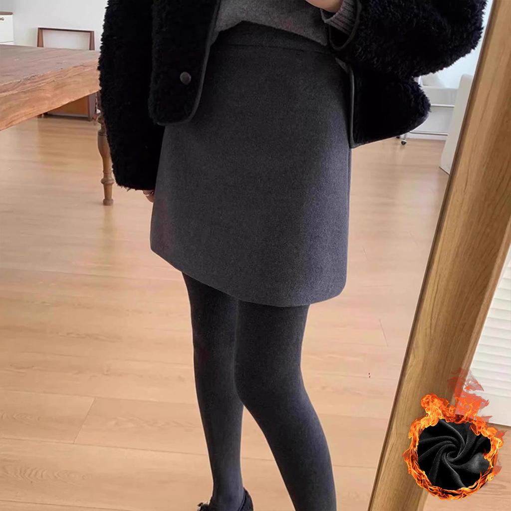 Women's Gray Wool Blend High Waist A-Line Short Skirt - Slimming Petite Plus, Thick Hip Wrap for Spring, Autumn, Winter 2026