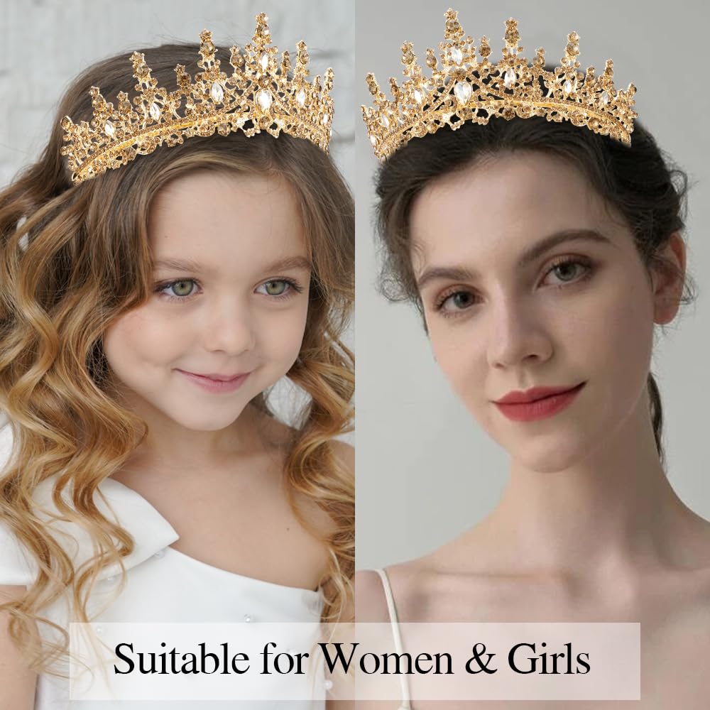 Golden Birthday Queen Sash Tiaras Crowns for Women Girls Crystal Princess Tiara Rhinestone Headbands Quinceanera Happy Birthday