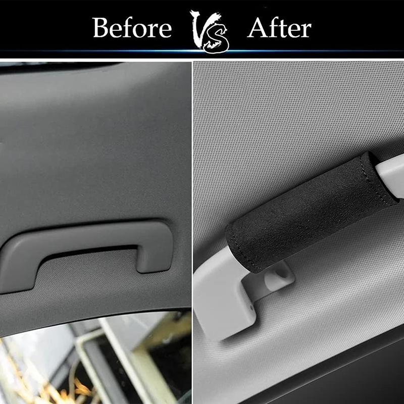 Car Roof Armrest Decoration Soft Suede Cover Auto Interior Pull Handle Gloves Protection Ceiling Handle Protective Covers Decor