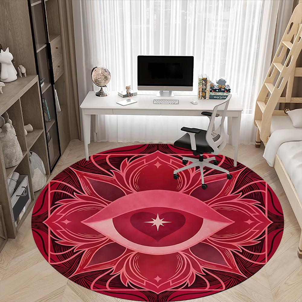 1pc Eye Heart Office Round Area Rug, Mat Suitable For Office, Under Office Chairs Bedroom Living Room Home Decor, Room Deco