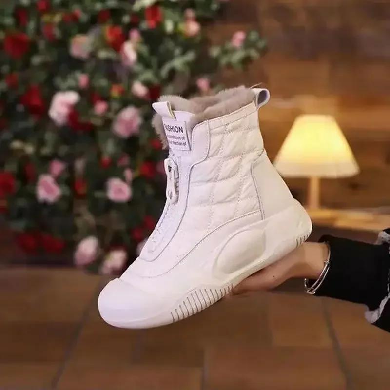 Fashion Retro Waterproof Snow Boots 2025 Winter New Soft Sole Vulcanized Cotton Shoes with Plush Insulation High Top Women's Shoes Traf