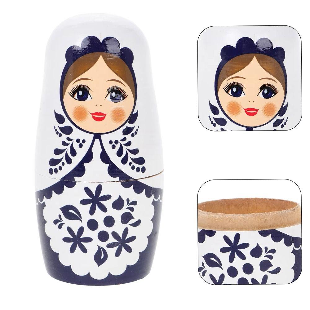 6 Layer Matryoshka Doll Toys Wooden Animal Stacking Dolls Birthday Gift