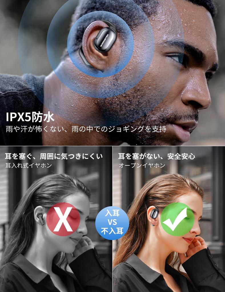 Revolutionary Hearing Open Monster Fully Wireless Bluetooth Ear Air Bluetooth Automatic 16mm 30 Hours of Playback Touch Sound Leakage Fast IPX5 [2025