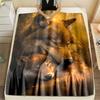 Mother wolf cuddles sleeping pup Print Adult Children Warm Blankets Home Travel Car Soft Comfortable Suitable for all seasons