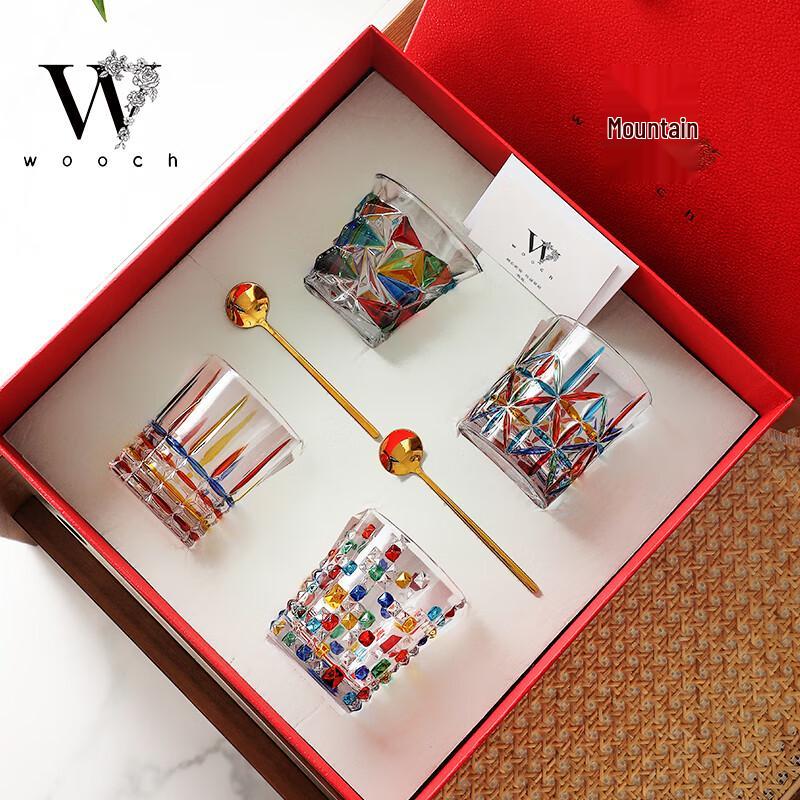 Wu Qu Hand-painted Rotating Glass Cup Set