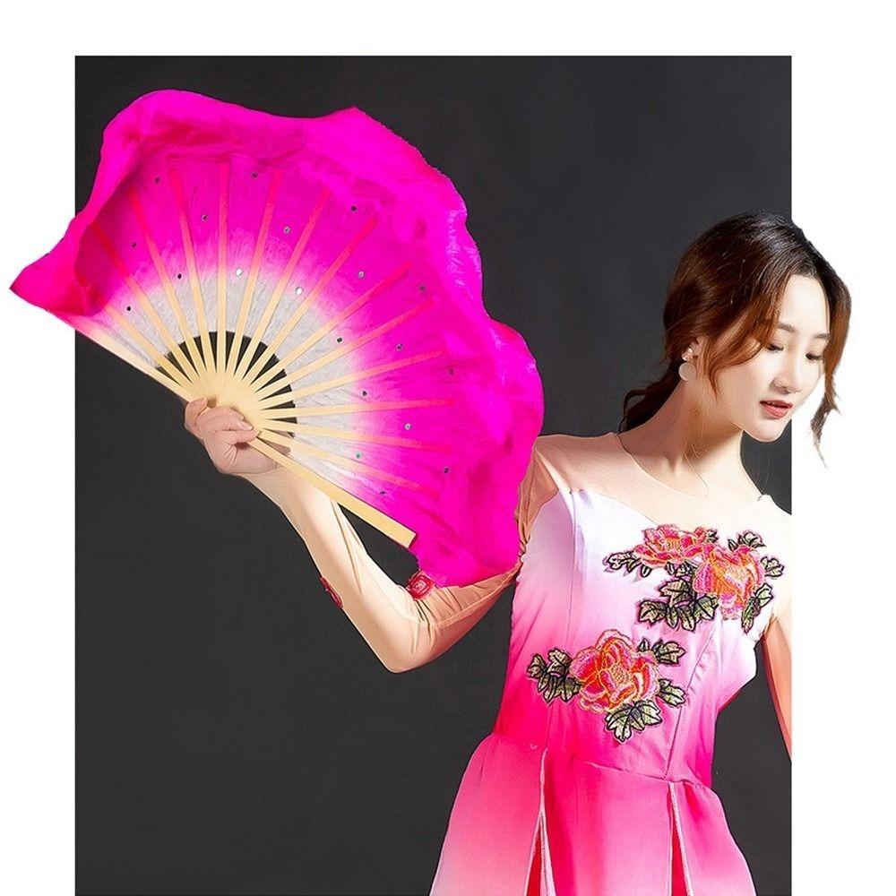 17/20cm Half Circle Silk Veil Pairs Chinese Short Bellydance Fan 31cm Bamboo Bamboo Fans