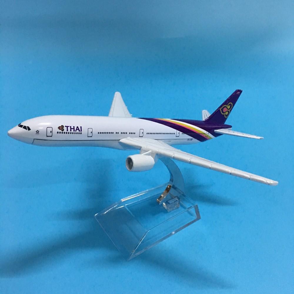 Maßstab 1/400 16cm Thai Boeing 777 Flugzeugmodell Flugzeug Diecast Metall Flugzeuge