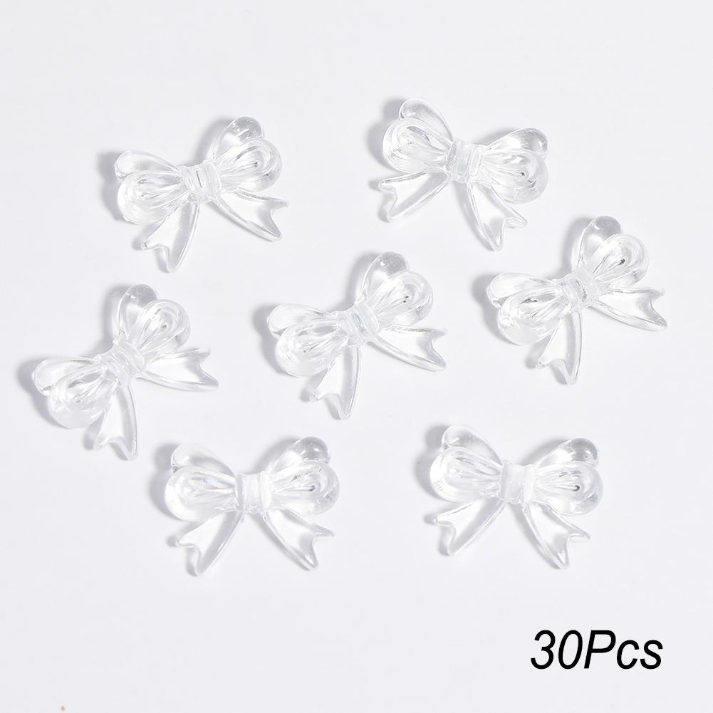 30Pcs Multicolor Transparent Acrylic Bowknot Beads For DIY Bracelet Earring Keychain Daliy Jewelry Supplies