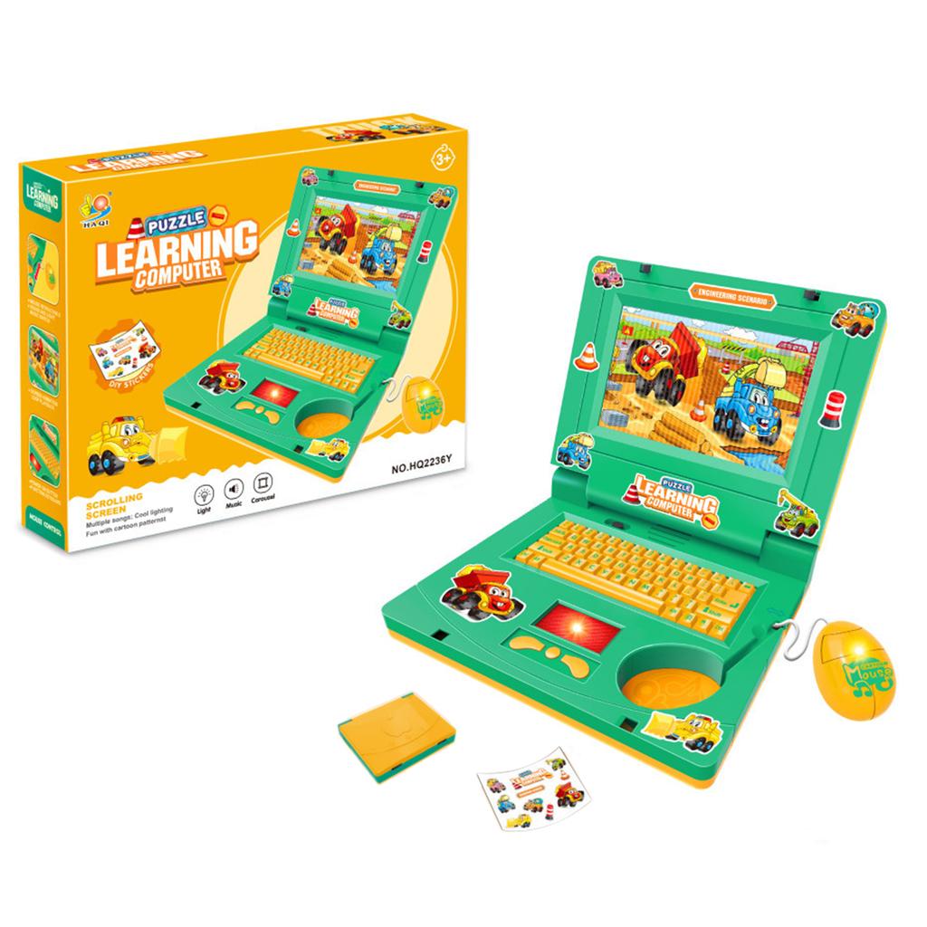 Kids Learning Computer With Music Cute Cartoon Design Attracts Kids. Home Preschool Learning Activities