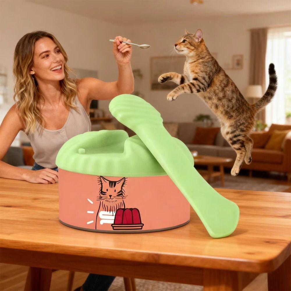 Airtight Design Cat Can Topper Silicone Cat Food Lids with Spoon Pet Food Scoop Set  Home Use