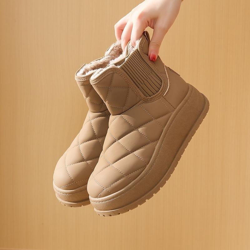 Fleece high-top socks boots women's 2025 winter new student ins trend Korean version of thermal casual cotton shoes K2903