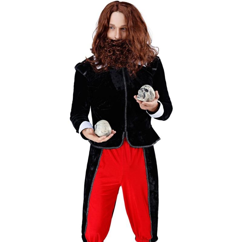 Halloween, Erwachsener, Männlich Schwarz und Rot Vampir Sensenmann Exorzist Verrückter Alter Mann Ball Party Kostüm