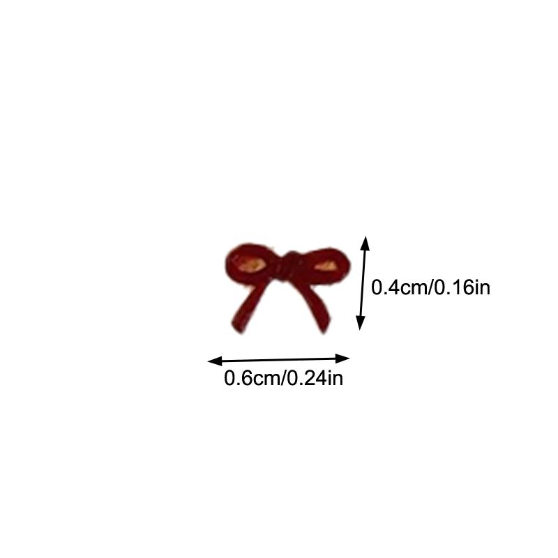 10Pcs Red Resin Long Ribbon Nail Art Charms Kawaii Bow Nail Rhinestones Decorations Diy Manicure Ornament Accessories Supplies