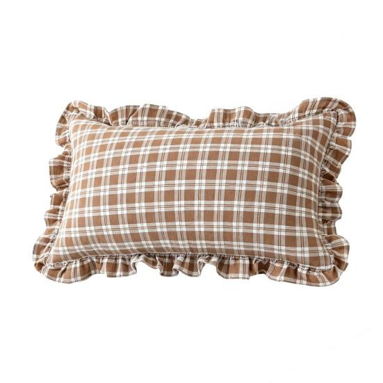 Copricuscino Decorativo a Volant per Divano Letto Quadrato, Federa a Quadri in Cotone con Bordo Arricciato, Cuscini Monocolore 18x18 Pollici 20x12 Copertura Decorativa per