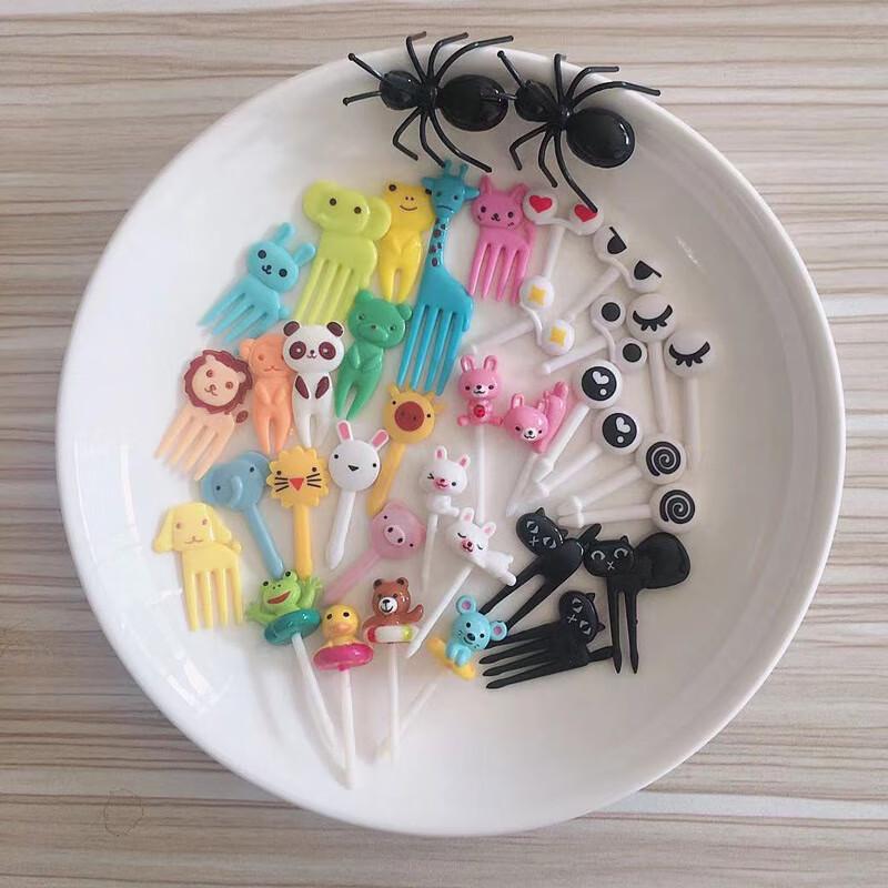 Mini Cartoon Animal Fruit Picks Set