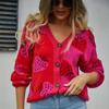 2025 Autumn New Sweater V-neck Button Cardigan Strawberry Jacket Sweater Women