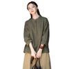 Women's Cotton Linen Zen Meditation Suit with Frog Button Shirt