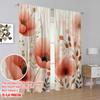 Flat Printing Party Window Curtains Coral Flowers Watercolor Floral Polyester Without Electricity Festive Wall Curtain Set Of 2 Made Washable