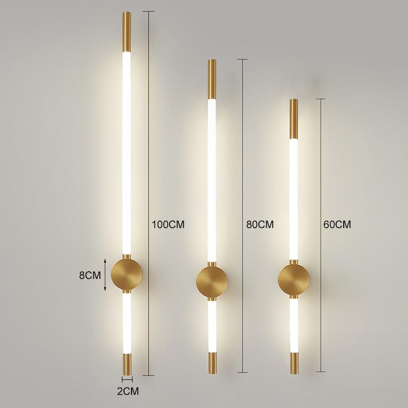 Modern LED Wall Lights Bedroom Longer Tube Lighting Living Room Background Decorate Stairs Lamp Hotel Black Gold Sconce Fixtures