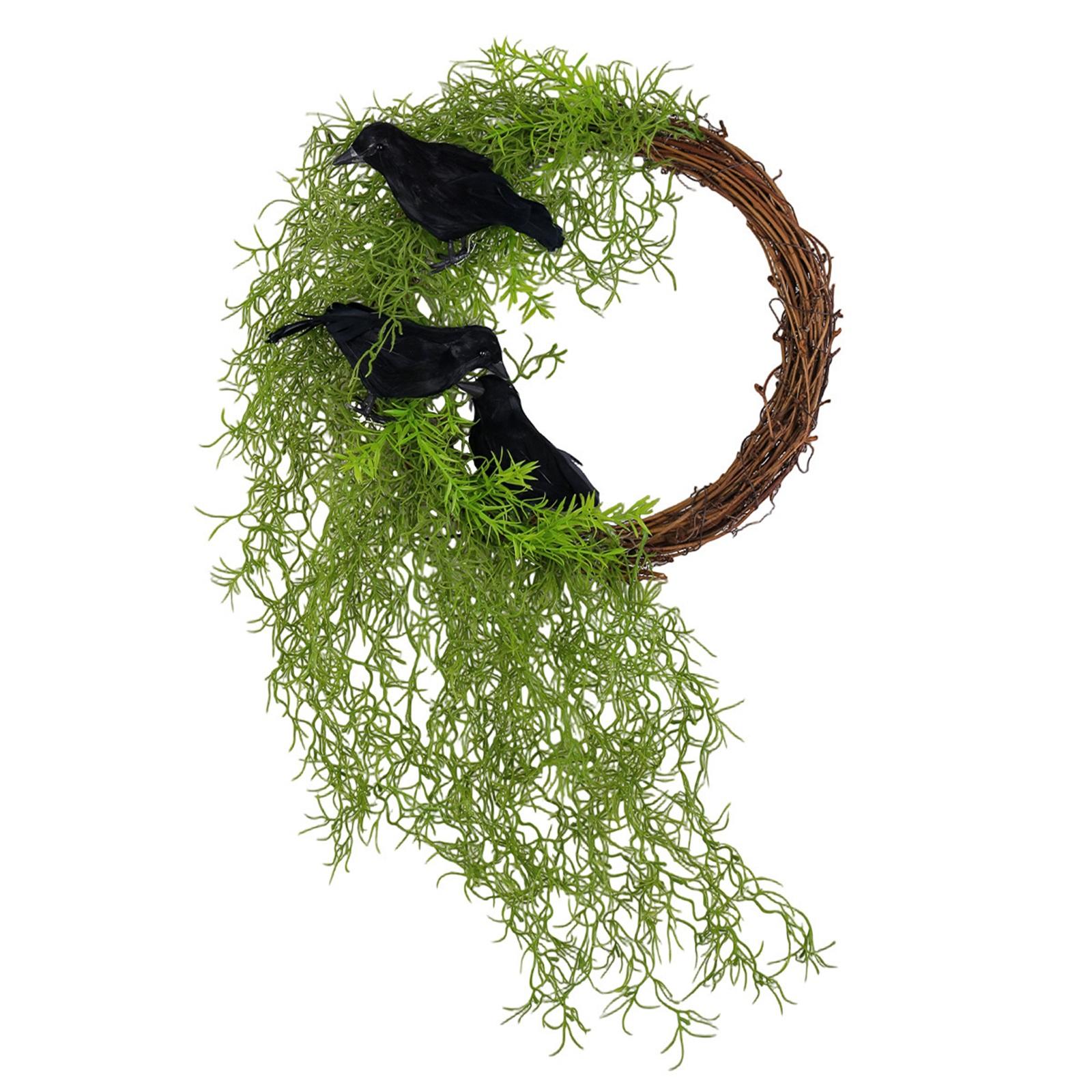 

Halloween Beauty Beard Crow Wreath, Door Hanging Decoration Halloween Garden Plant Vine Circle Wall Decoration One Size