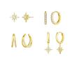 Gold Plated Star & Zircon Circle Earrings for Women - High-End Versatile Design