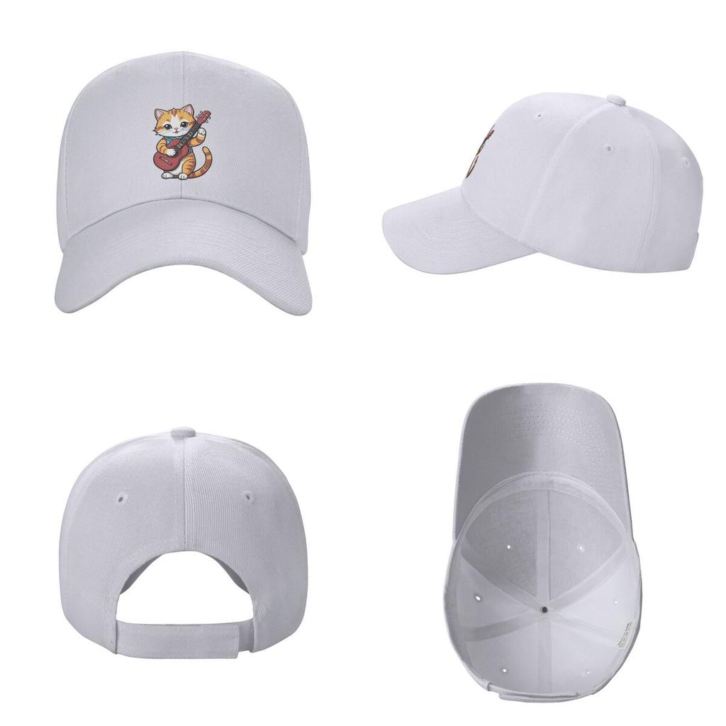 Rock Cat Playing Guitar Cartoon Guitar Cat Baseball Caps Snapback Men Women Hats Adjustable Cap Hip Hop Baseball Hat Casquette