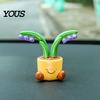 Mini Resin Car Dashboard Ornaments Cute Flower Pot Figurine, Cartoon Planter Ornament Decorative Accessories for Interior Desk Decor, Fairy