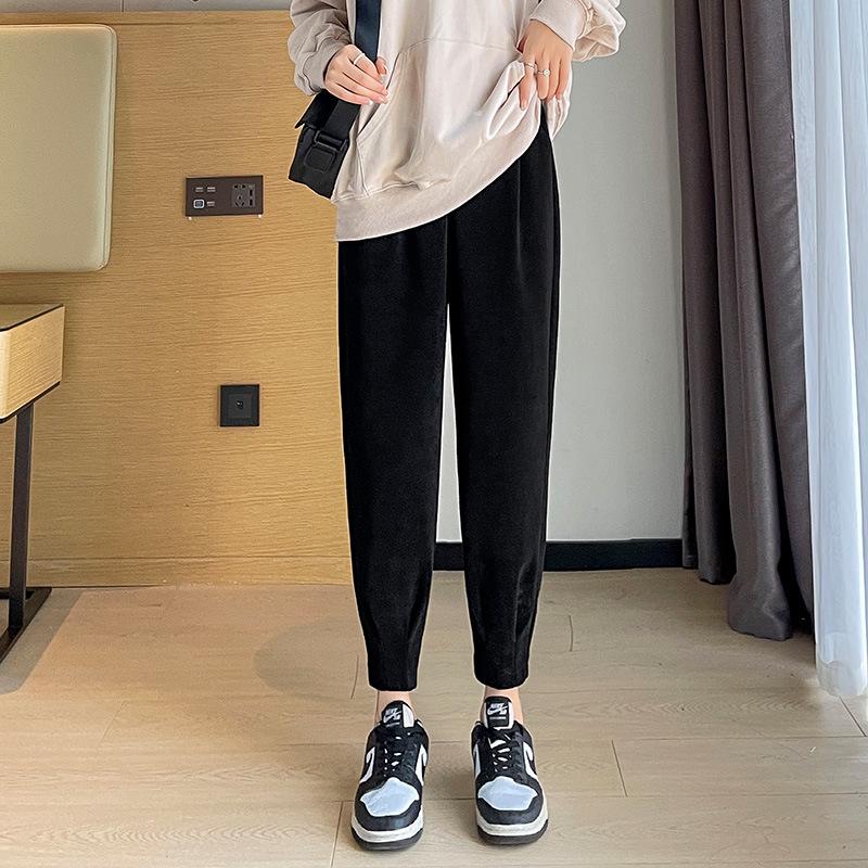 Women's Plus Size High Waist Harem Joggers - Spring/Autumn Slimming Cuffed Fleece Pants