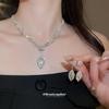 Luxe Rhinestone Flower Tassel Earrings and Necklace Set for Women – High-End Clavicle Chain Accessory
