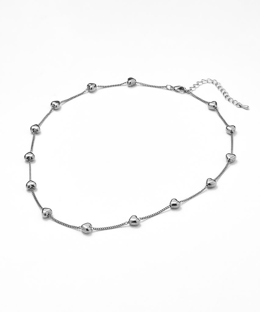 Ccorie Heart Bridge Chain Necklace Silver