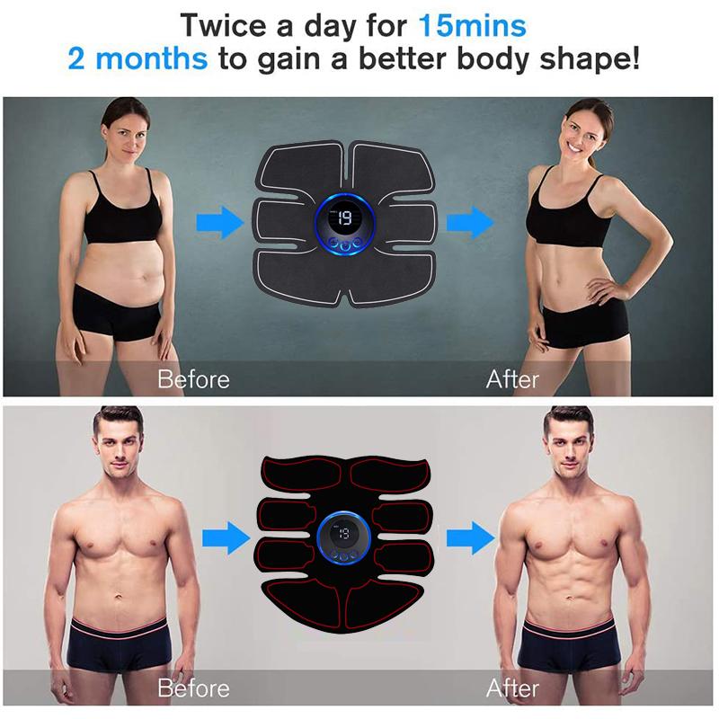 Langlebiger und sicherer EMS-Muskelstimulator ABS-Trainer Muskelstraffer USB-wiederaufladbarer Elektrischer Massager Beine Arm Bauch Gewichtsverlust Fitness-Workout Unise